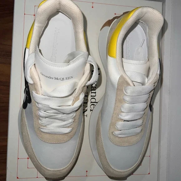 Alexander McQueen Yellow and White Sneakers with Slim Silhouette